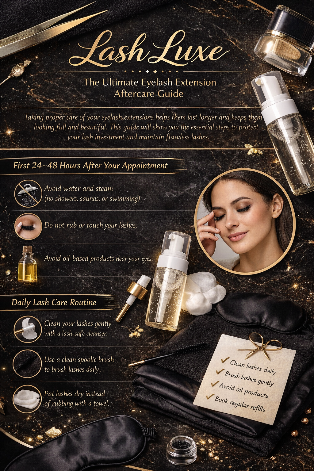 BeeLash- Beauty In The Eyes Lash Aftercare Guide | Luxury Client Care Card (Digital Download)